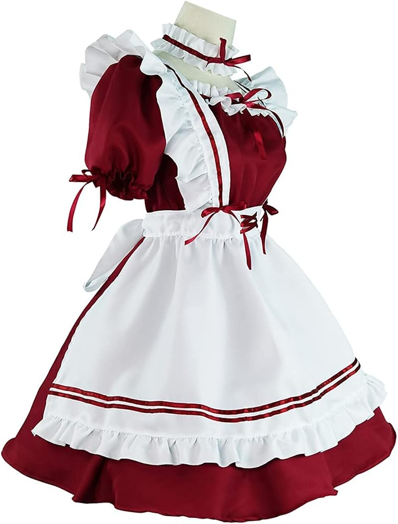 Anime Dienstmädchenkostüm, Burgundisch L