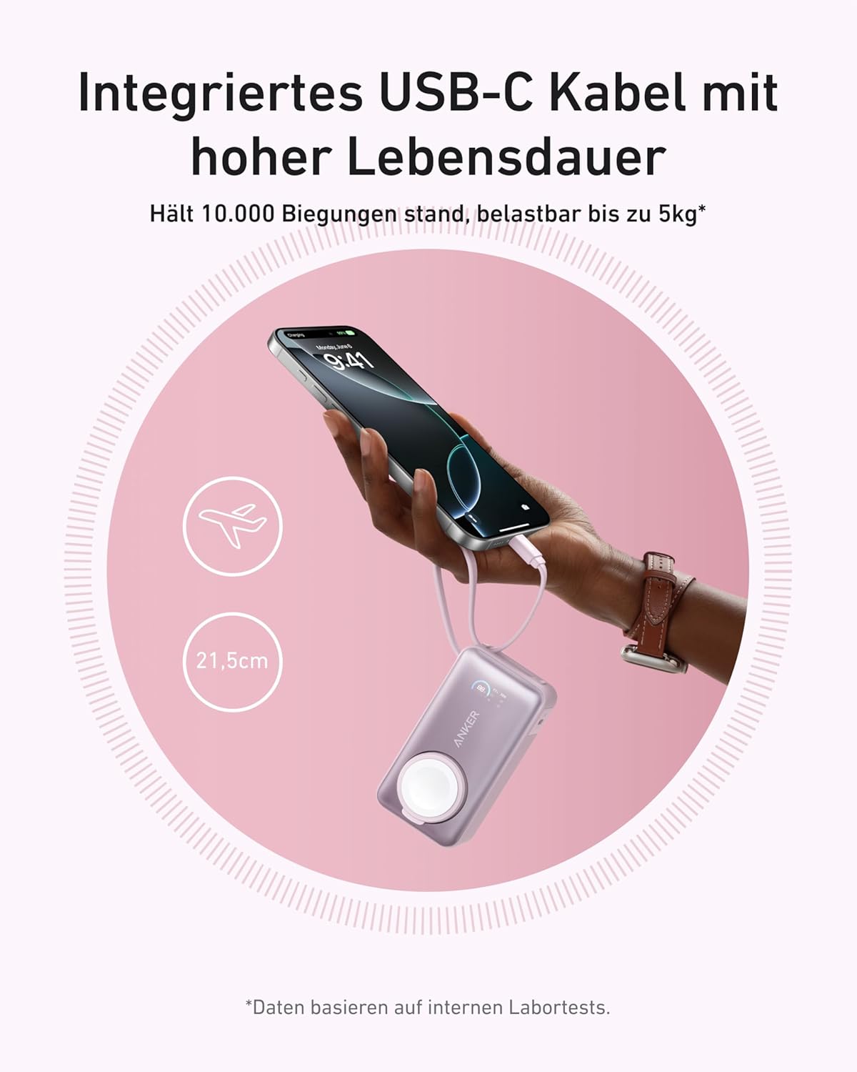 MagGo Powerbank für Apple Watch, Rosa