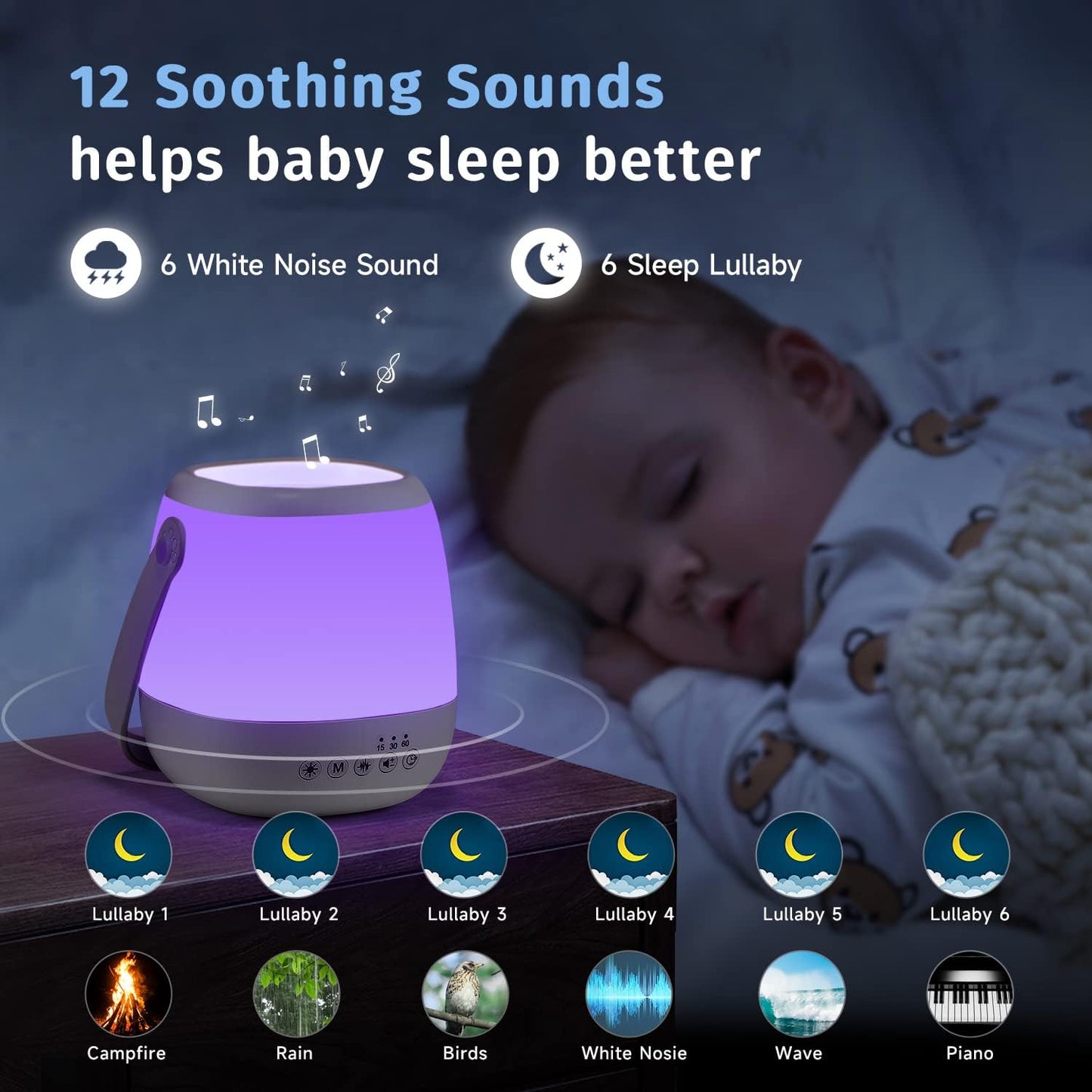 Nachtlicht mit White Noise und Timer