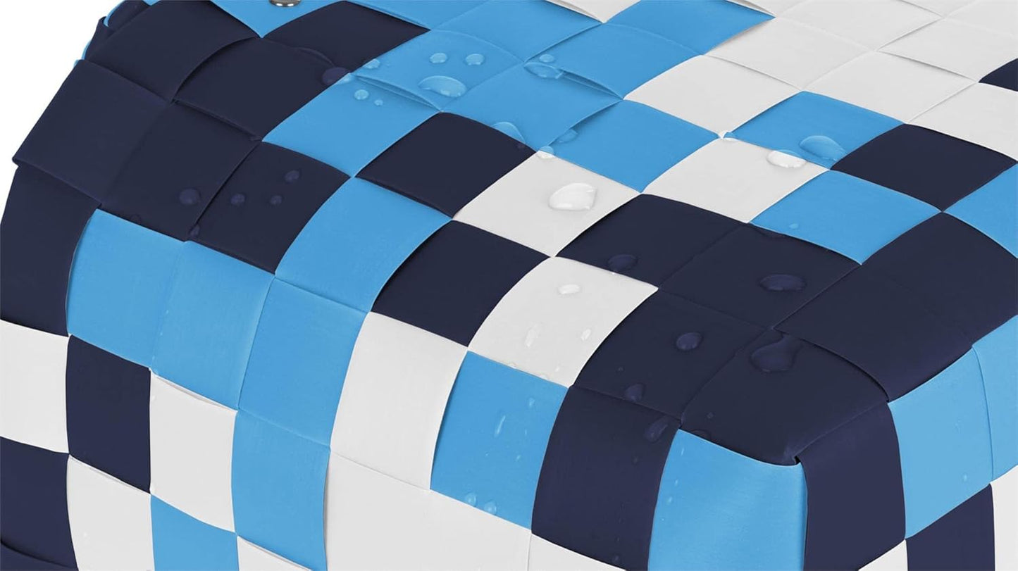Geflochtene Einkaufstasche mit Henkeln, Classic / Aqua Einheitsgrösse