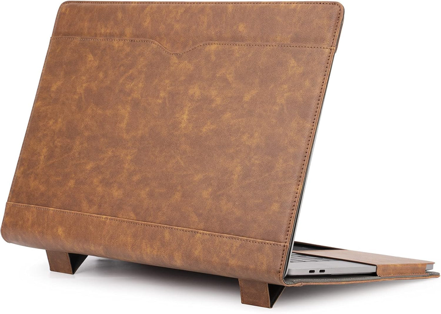Lederhülle für MacBook Pro 16" (2021-2025) mit Standfunktion und Lüftungsschlitzen, Braun