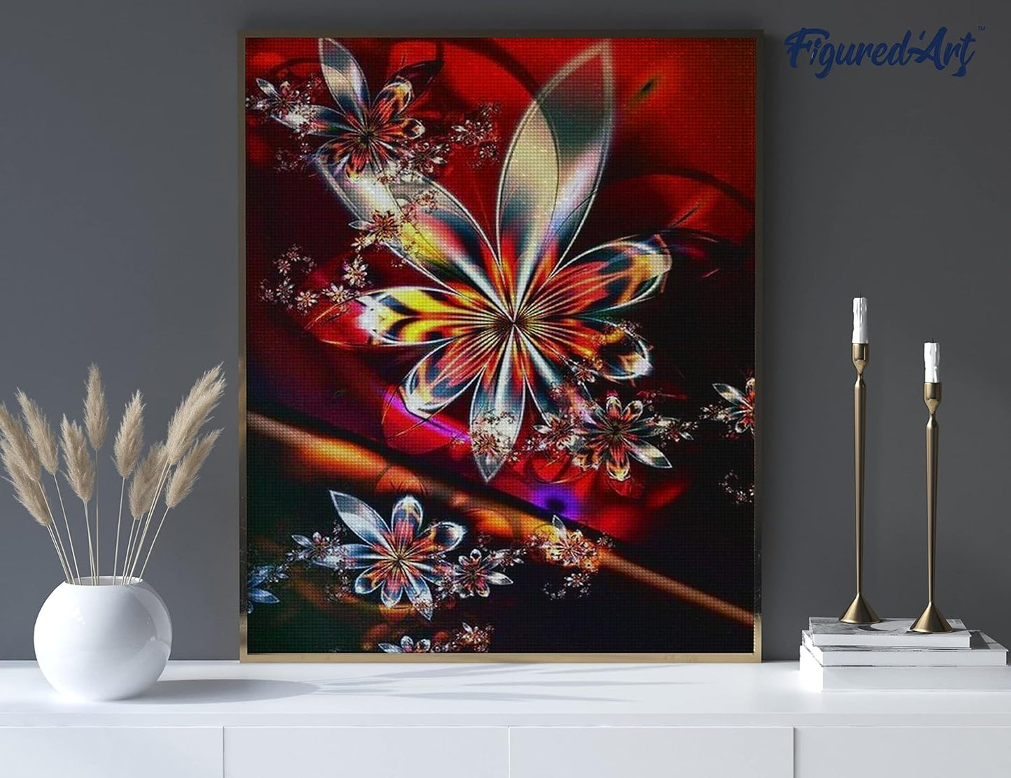 Diamond Painting, 40 x 50 cm, Glasblumen 40x50cm (Ohne Rahmen)