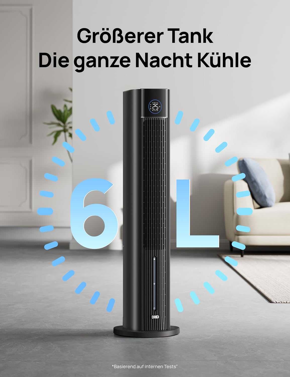 Turmventilator mit Wasserkühlung, Schwarz