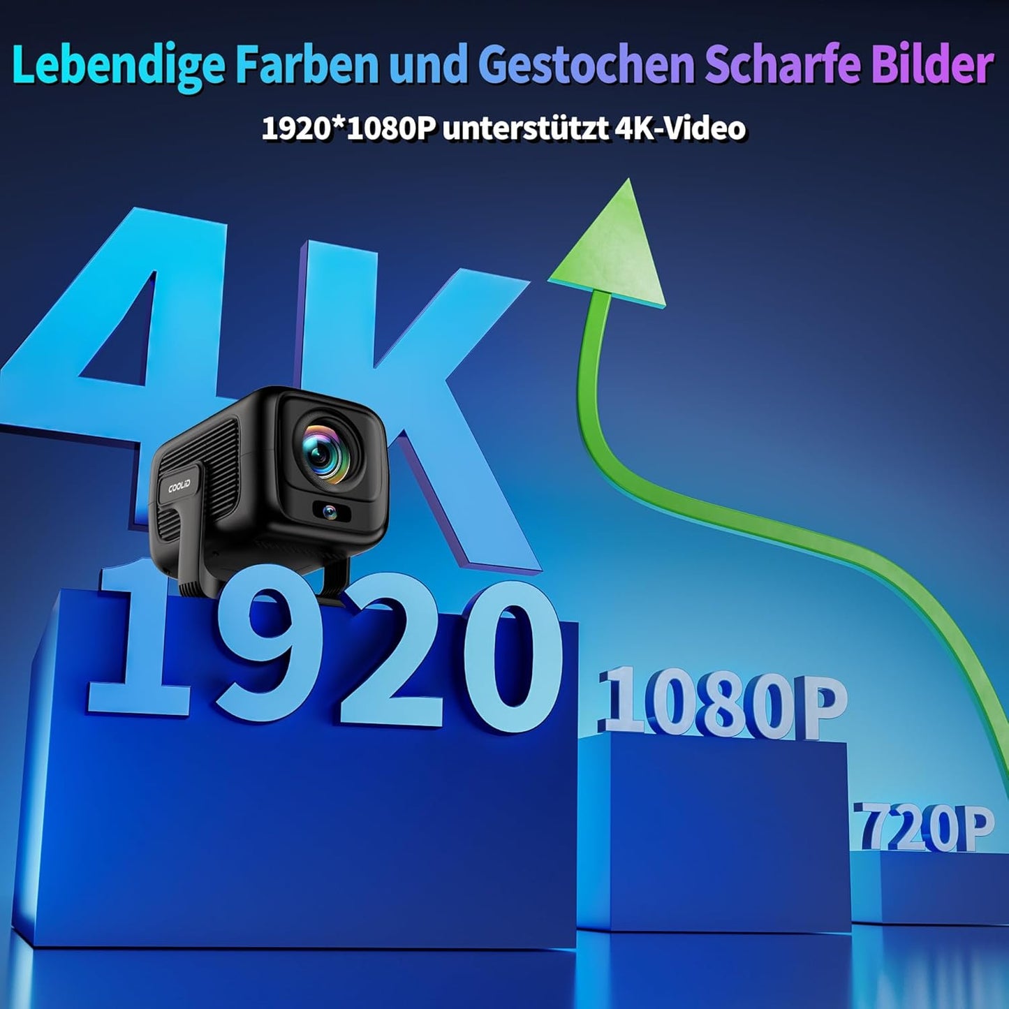 4K Autofokus Projektor C3 mit 5G WiFi und BT 5.4, Black-C3