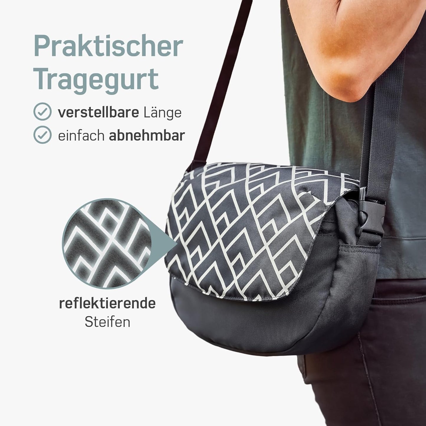 Lenkertasche KLICKfix, Mit Adapter, Schwarz Reflektor