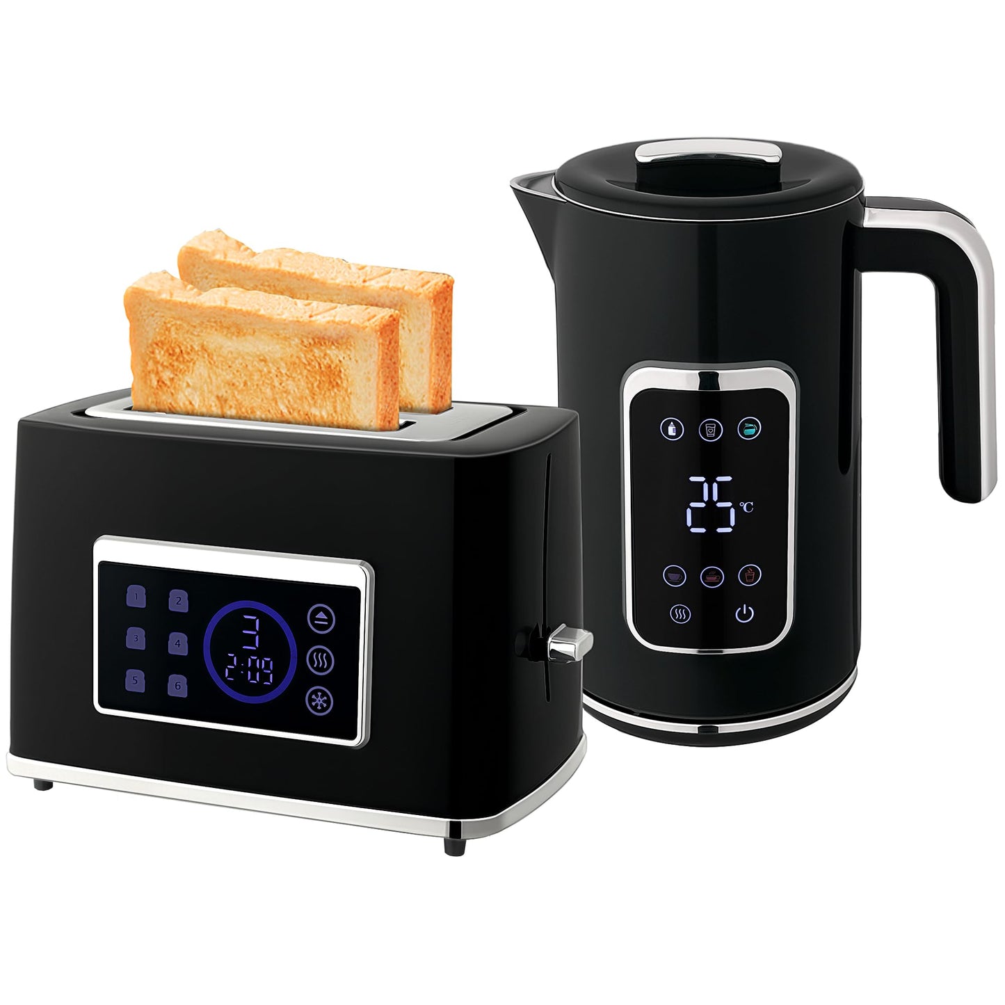 Wasserkocher und Toaster Set, Schwarz
