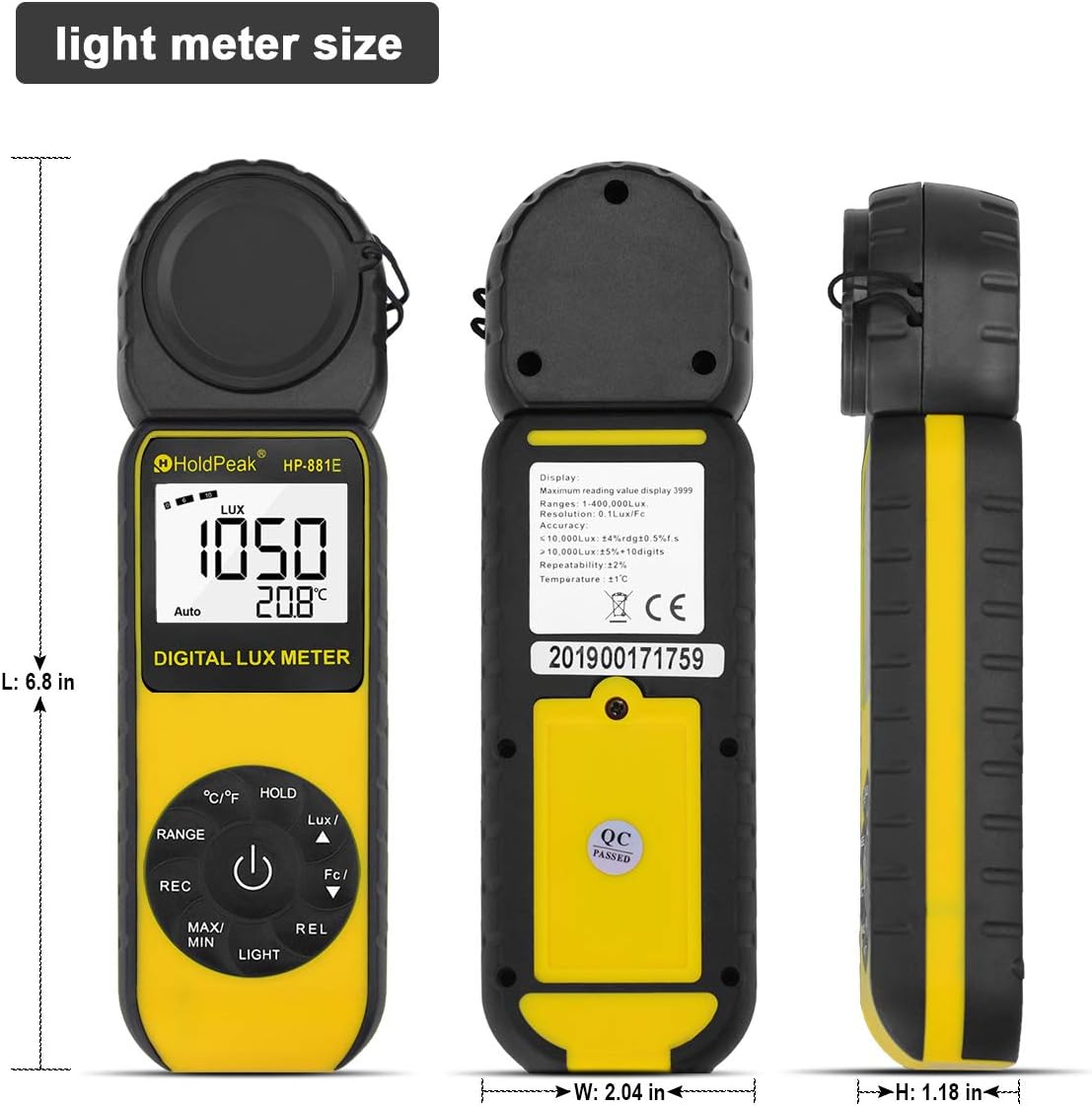 Digital Luxmeter 881E mit drehbarem Detektor