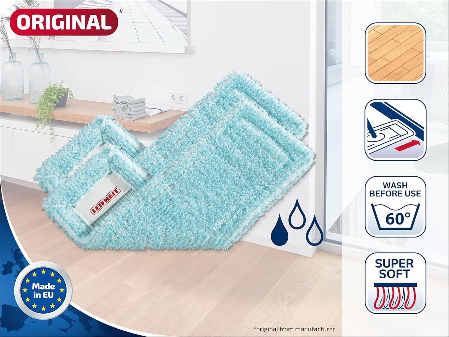 Profi XL super Soft Wischbezug-Set für sensible Böden, 5 Stück, Parkett 5er Set