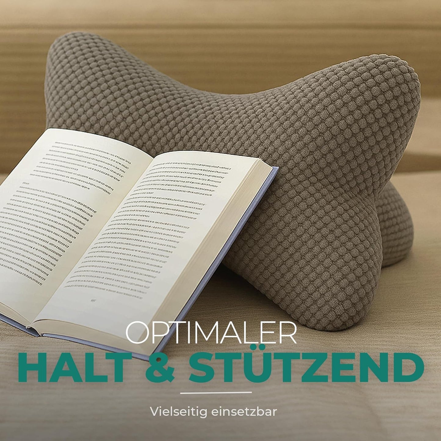 Ergonomischer Leseknochen für Nacken- und Lendenstütze, Taupe