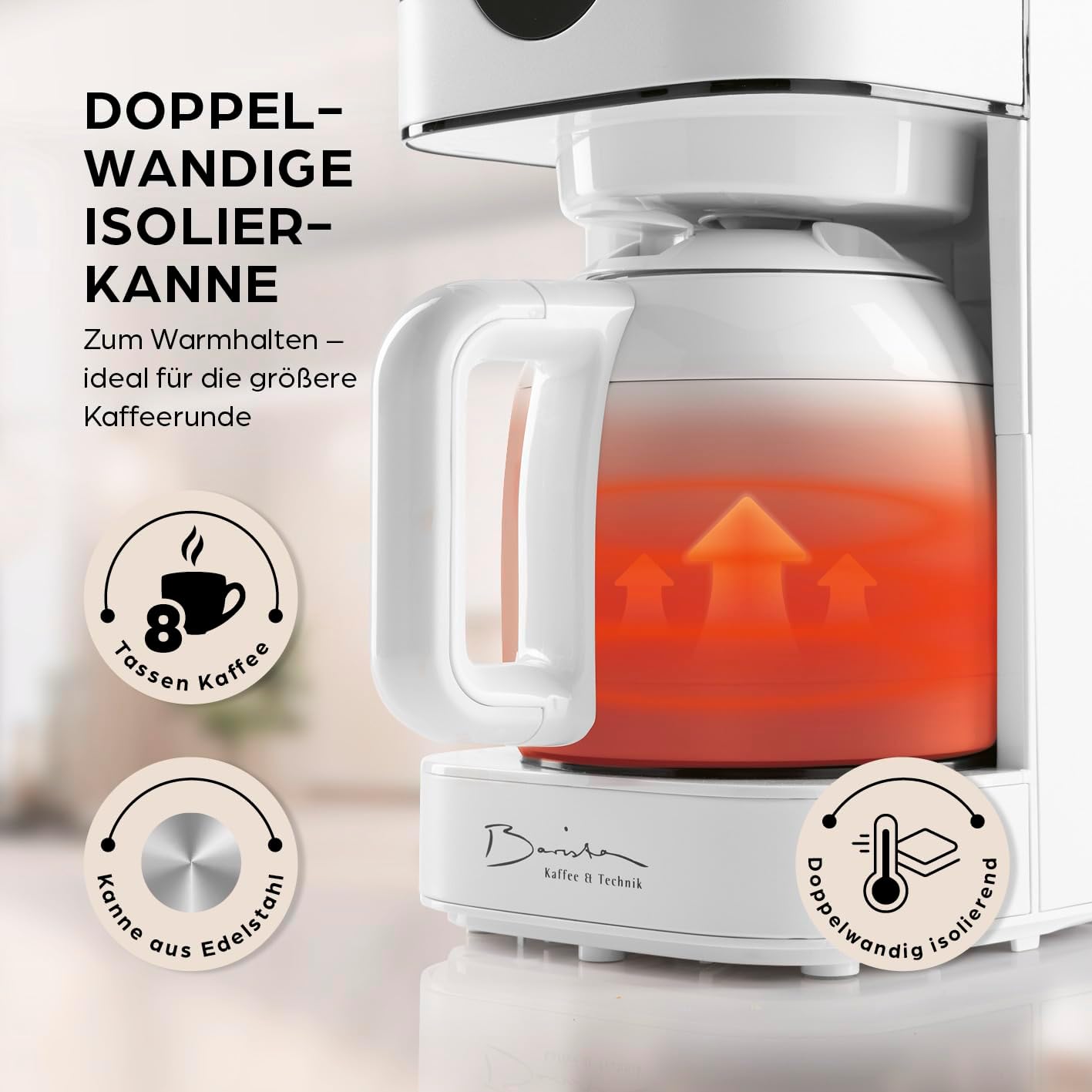 Filterkaffeemaschine mit Isolierkanne, 4) Weiß - Thermokanne