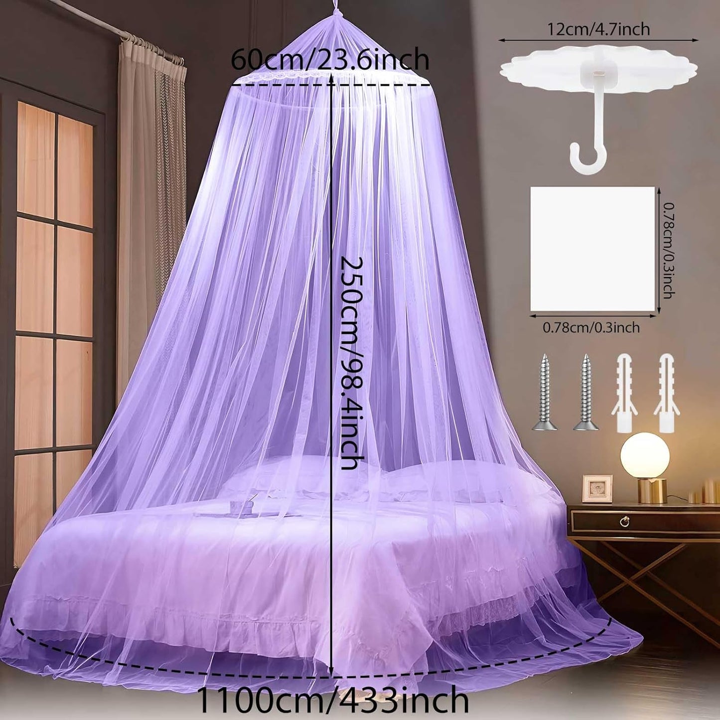 Moskitonetz 60x250x1100 cm, Violett