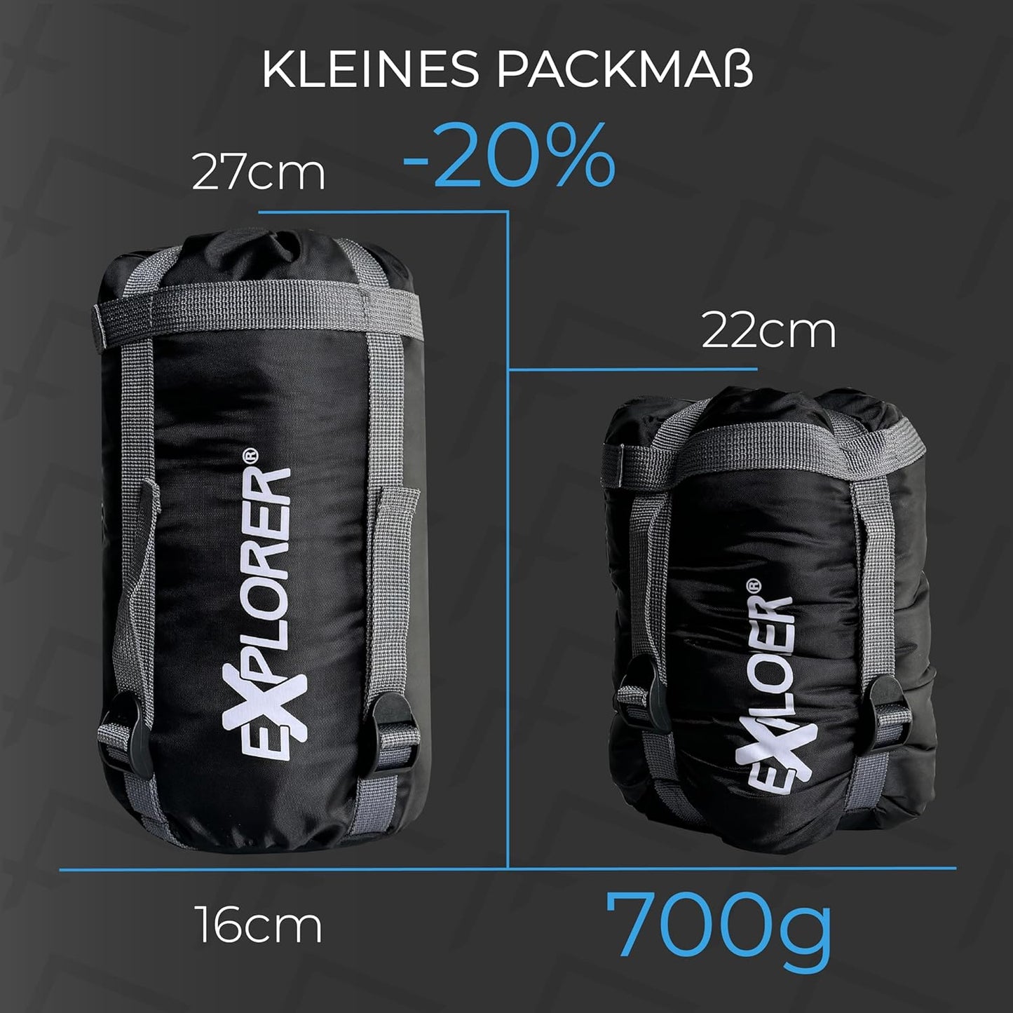 Ultraleichter Sommerschlafsack, Schwarz