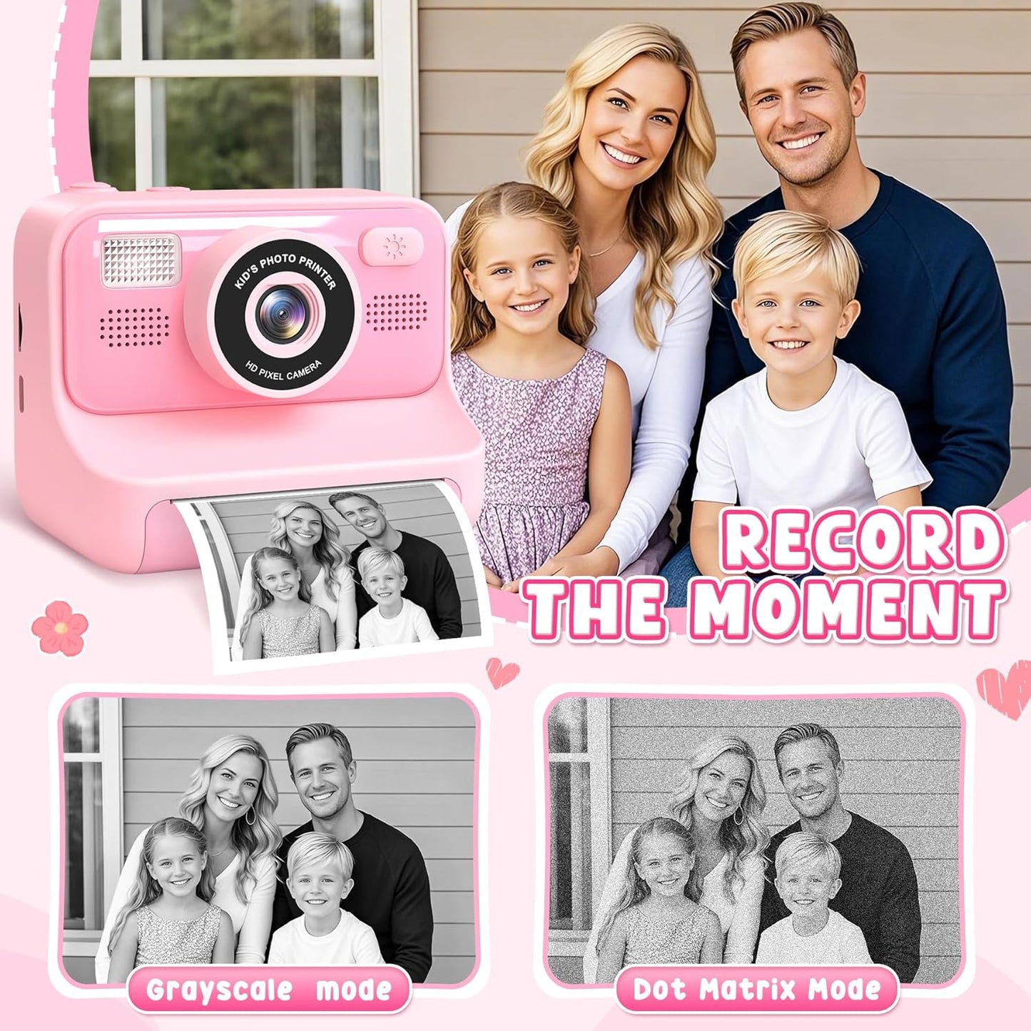 Kinder-Sofortbildkamera mit Selfie-Funktion, Rosa