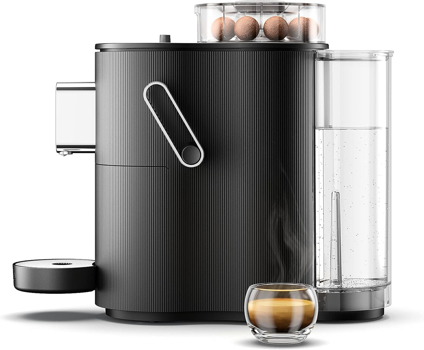 Switzerland Professional CoffeeB Globe Kaffeemaschine mit kompostierbaren Kaffeebällen, Schwarz +90 Bälle LUNGO FORTE