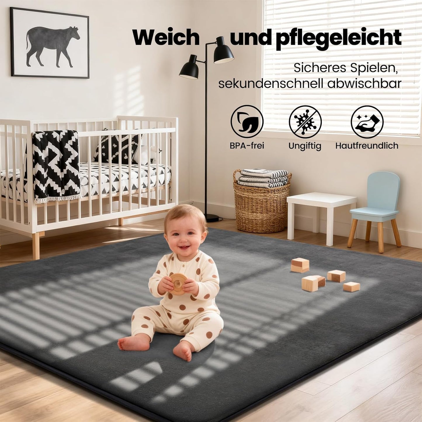 Krabbelmatte, Dunkelgrau 150cmx180cm