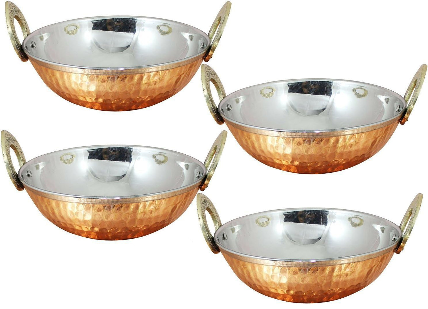 Doppelwandige Karahi-Servierschalen, 4 Stück, 0,35L