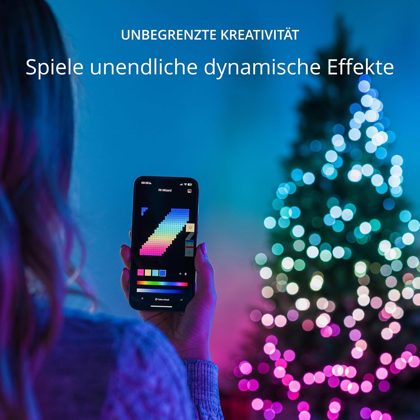App gesteuerte LED-Perlenlichterkette (100 Perlen), Grüne Faden 6m
