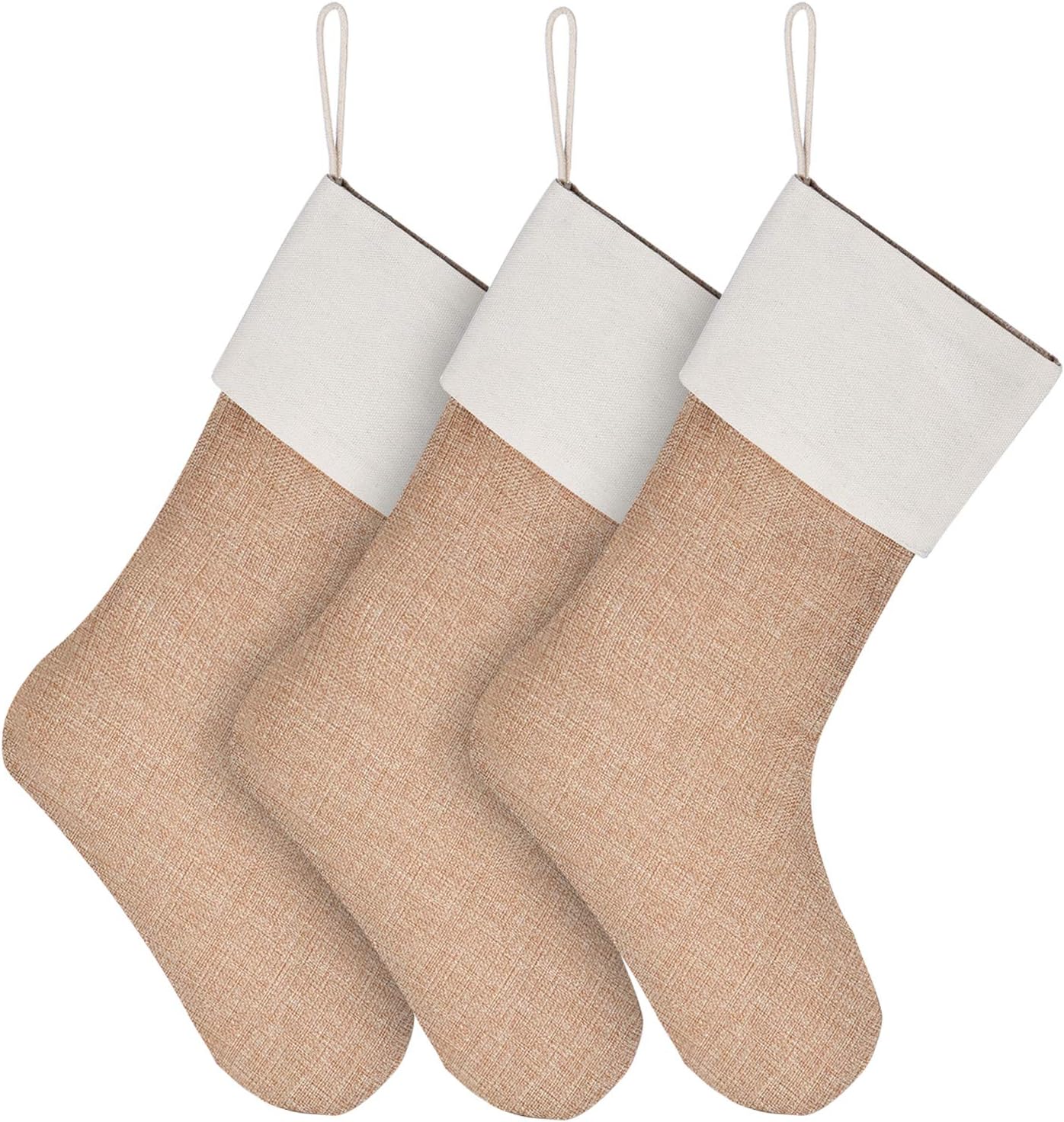 3er-Set Weihnachtsstrumpf zum Befüllen, Flachs 3