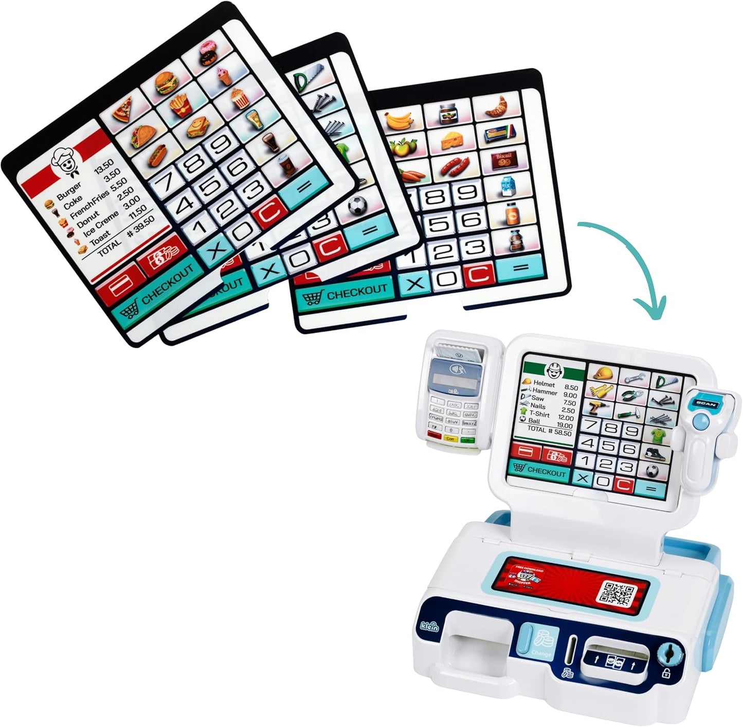 Selbstbedienungskasse mit Scanner & Spielgeld-Set