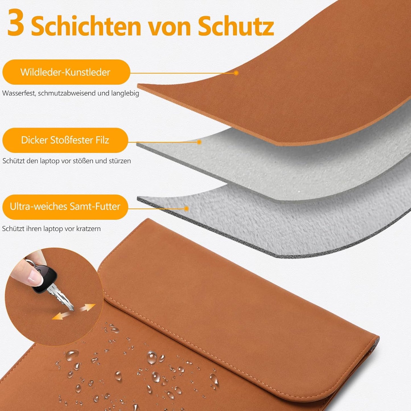 Laptophülle, 13,3-14 Zoll Braun