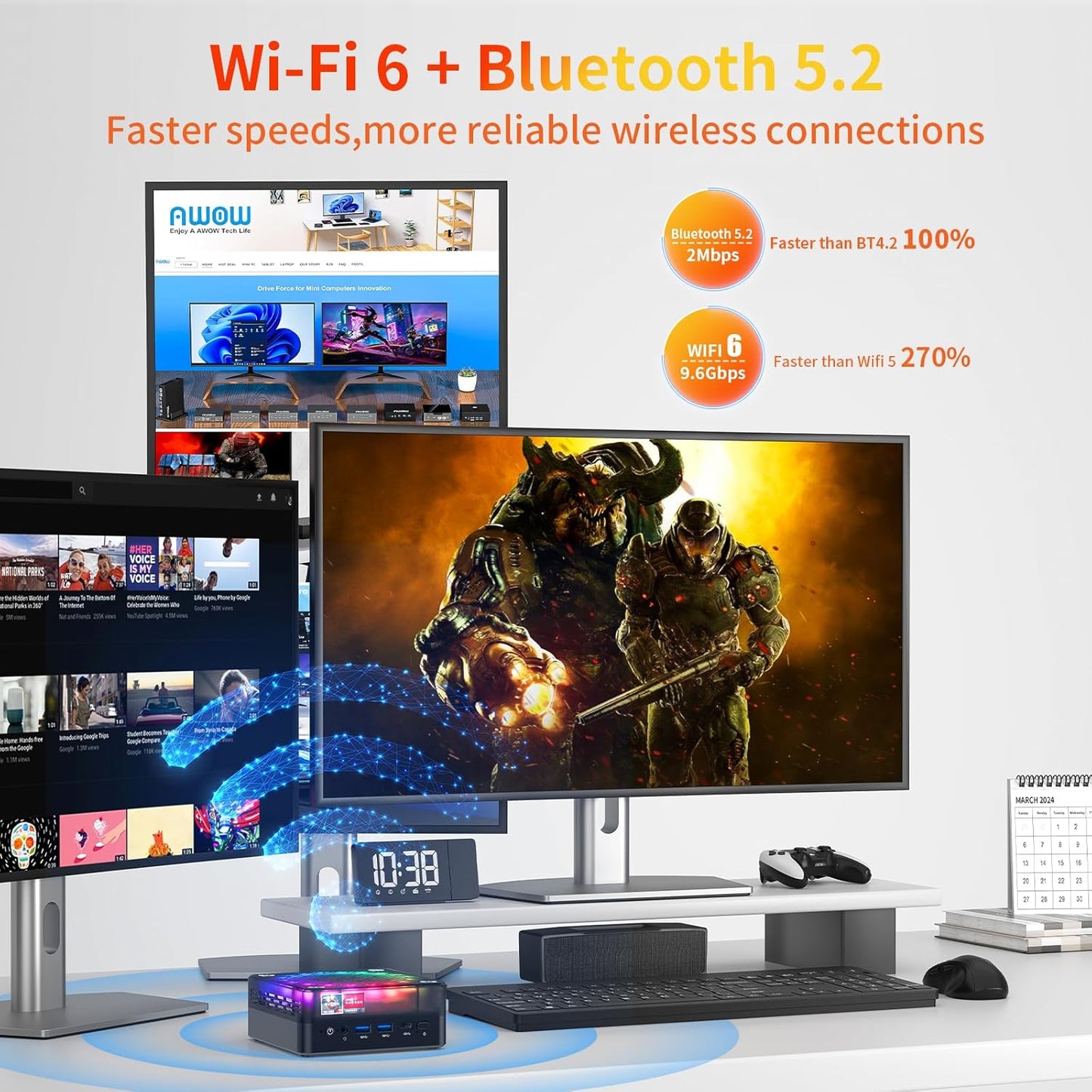 HA7 Gaming Mini PC Barebone mit Ryzen 7 7840HS, 4K Triple Display, barebones