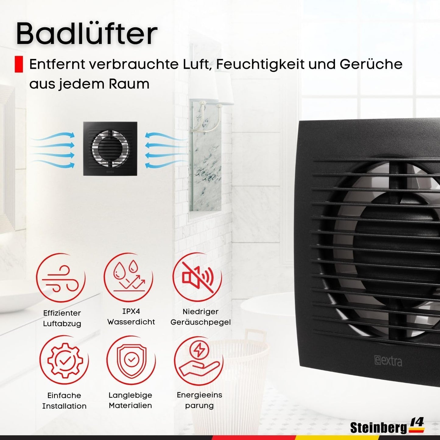 Abluftventilator EE100, Ø 100mm Anthrazit