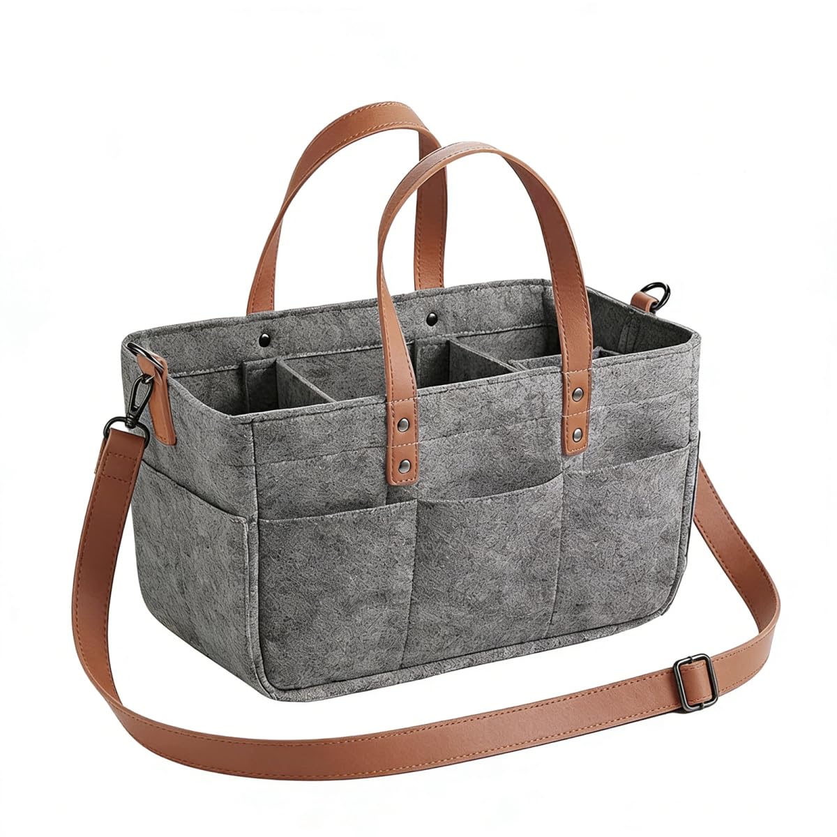 Filztasche mit Fächern, 1er - 40x27x27 cm Dunkelgrau
