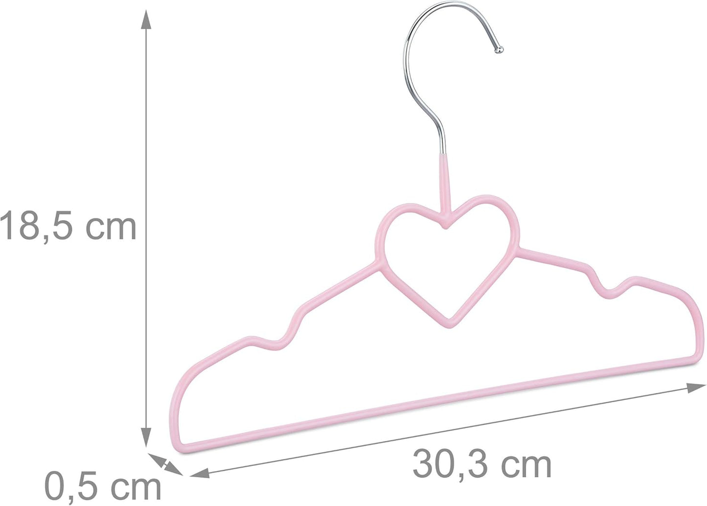 20-teiliges Kinderkleiderbügel-Set mit Herz-Motiv, 1 Herz 20er Pack