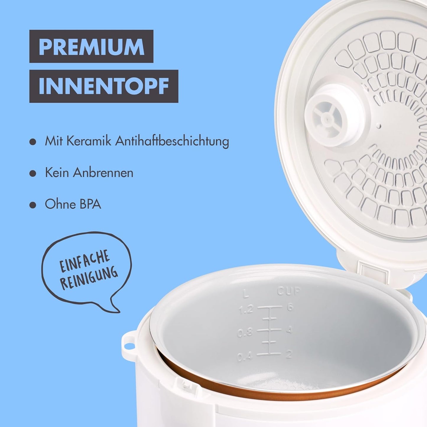 Reiskocher & Dampfgarer, 1,2L-Grau