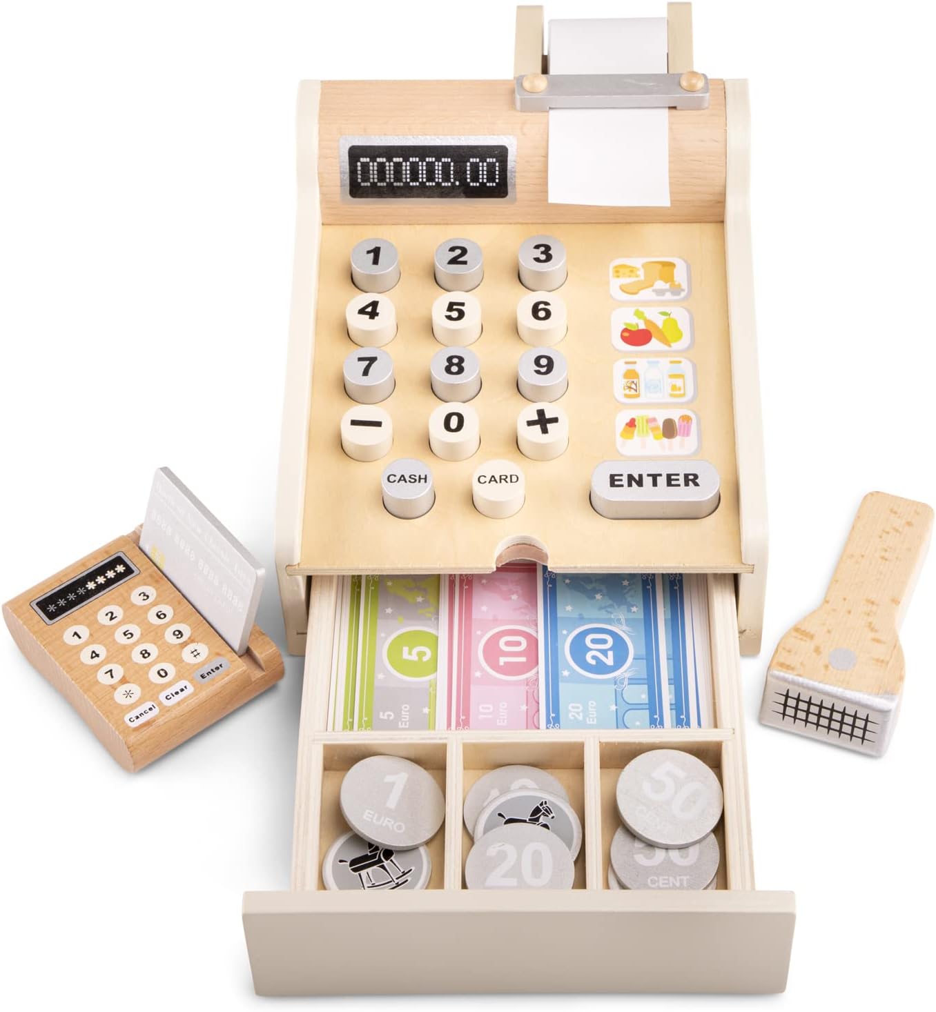 Spiel-Kasse mit Spielgeld und Zubehör, Weiß