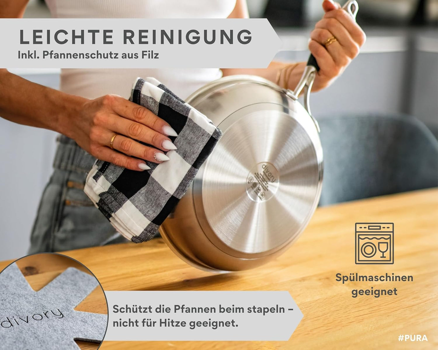 Pura Bratpfannen-Set für Induktion, Pura 20, 24, 28 cm