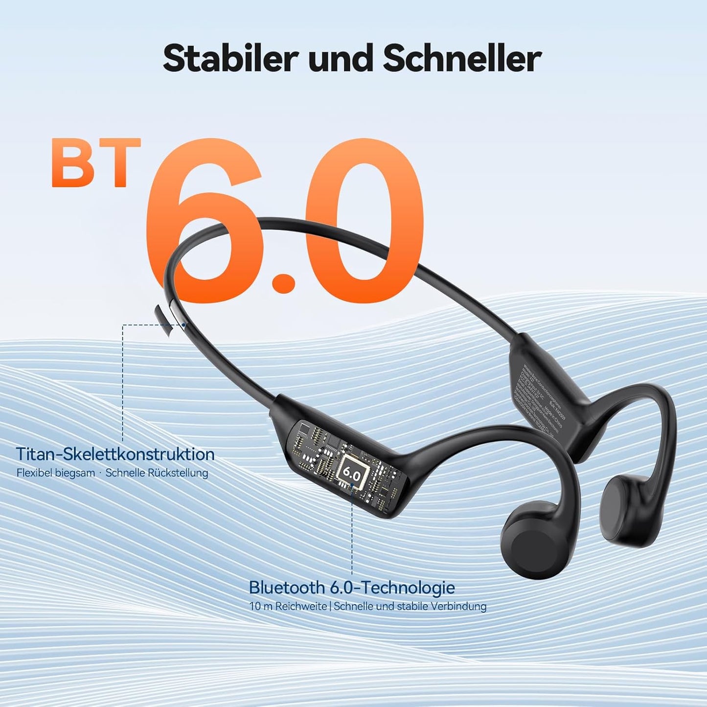 Knochenschall Bluetooth Kopfhörer X27 mit Mikrofon, Schwarz