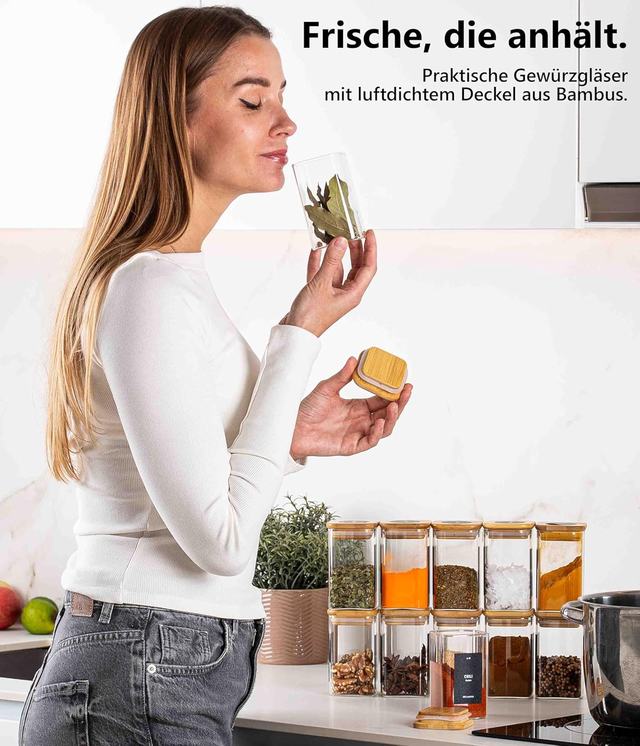 Vorratsgläser-Set mit Deckel, 12 Stk., 1 Grösse/280ml, eckig