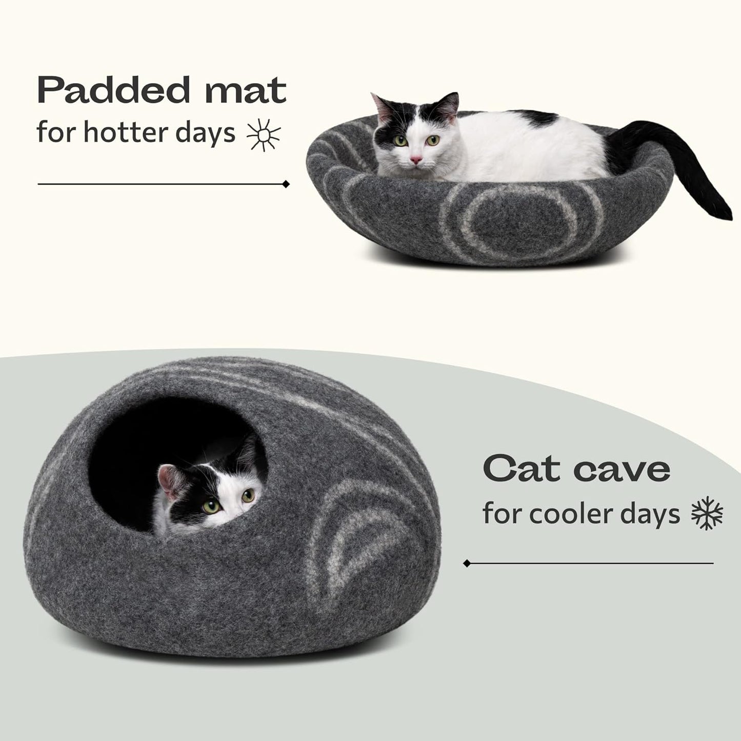 Handgefilztes Katzenbett, Dark Grey M