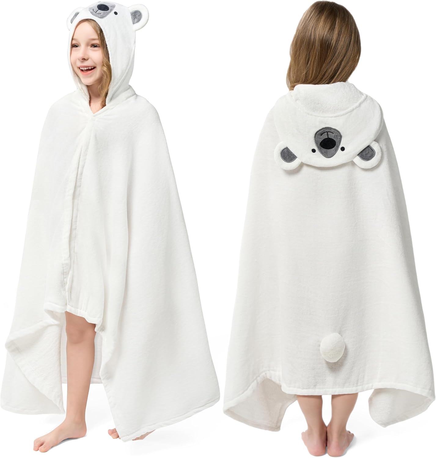 Kinder-Badeponcho mit Kapuze, Weiß
