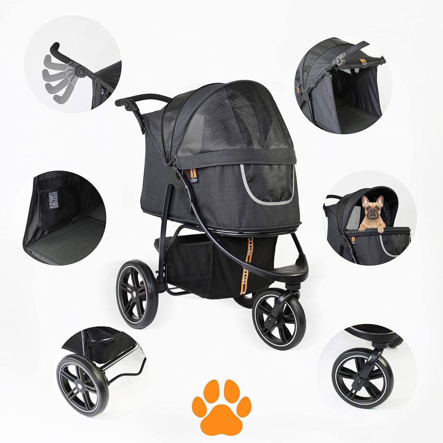 Hundewagen & Haustier Buggy bis 32 kg, Schwarz