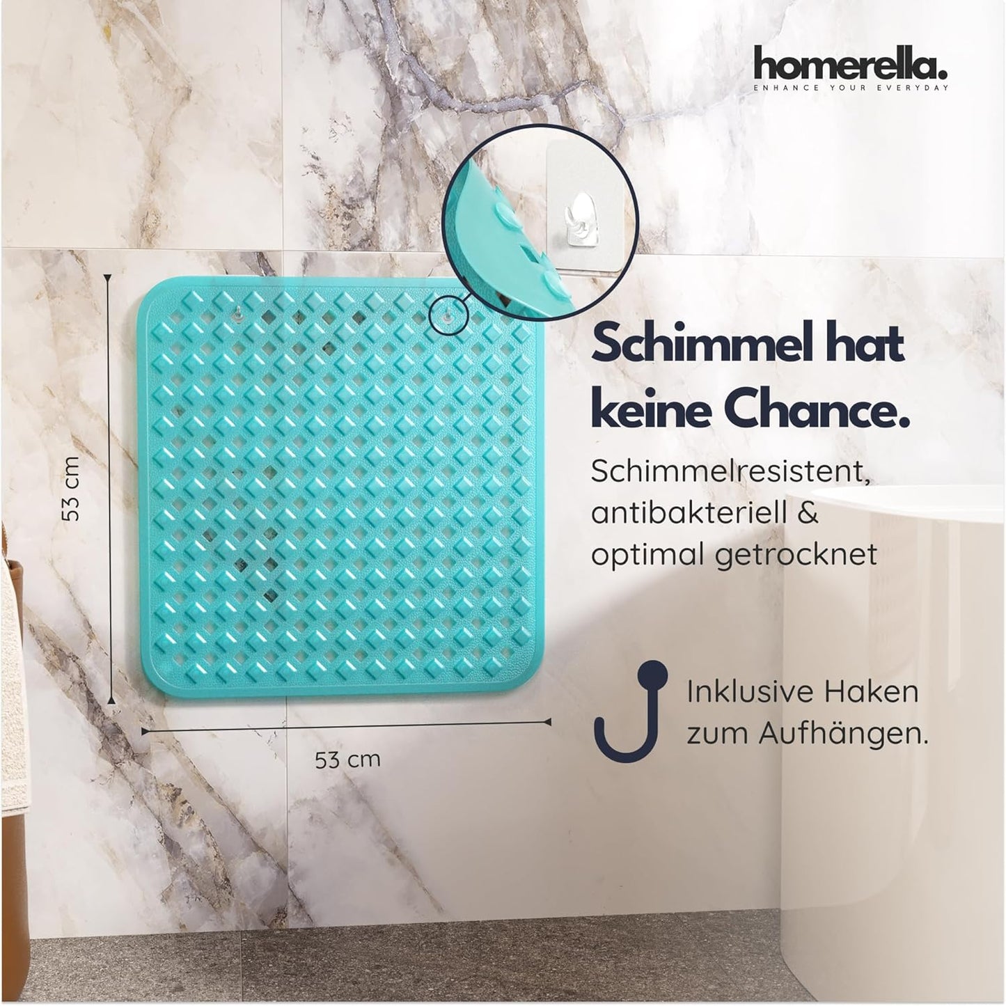 Rutschfeste Duschmatte, Petrol