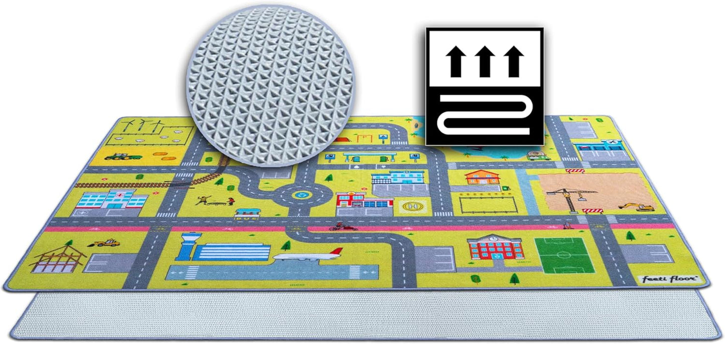 Rutschfester Spielteppich Strasse, Bunt 100 x 150 cm (Läufer)