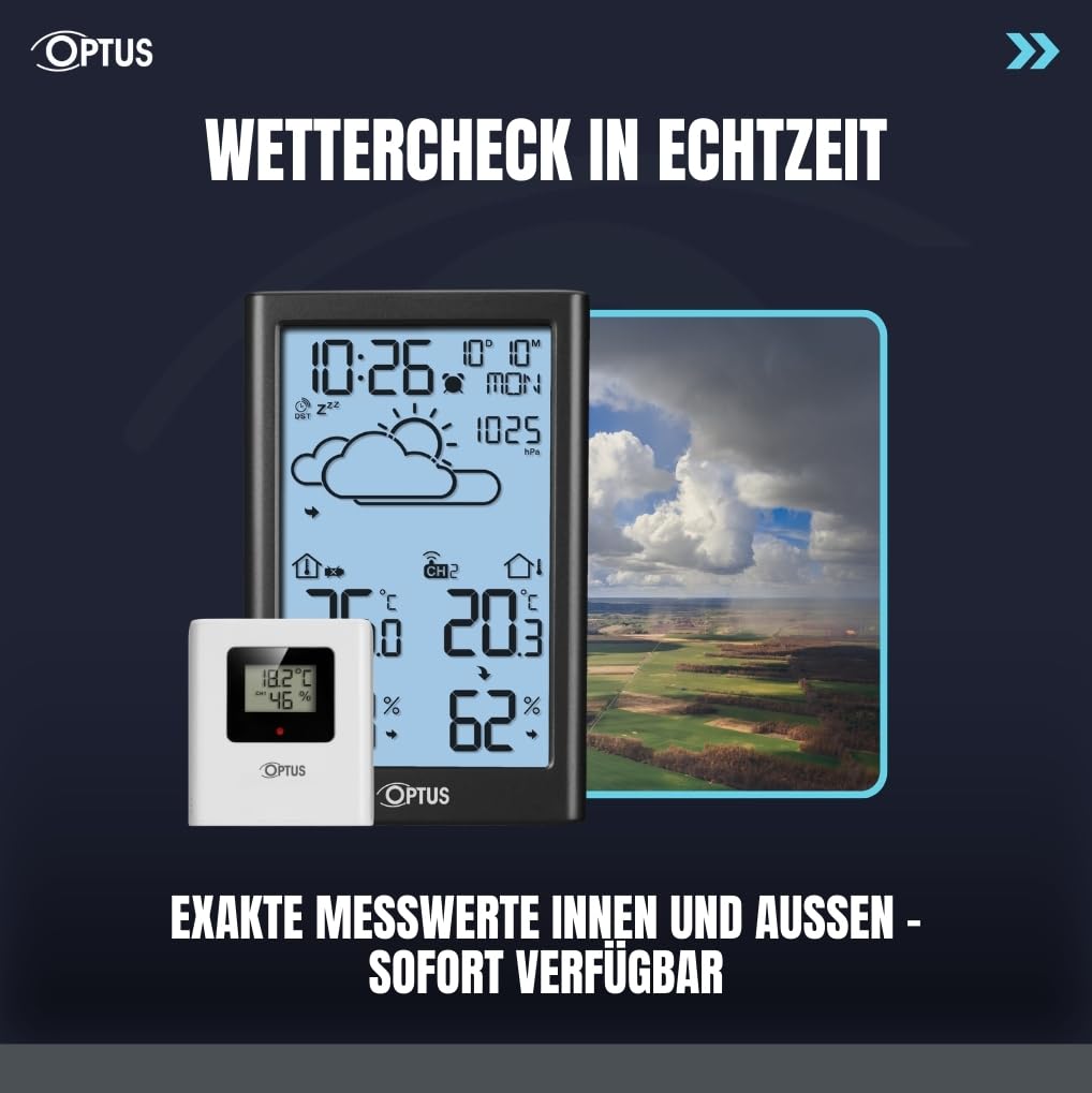 Funkwetterstation mit Aussensensor und DCF-Uhr
