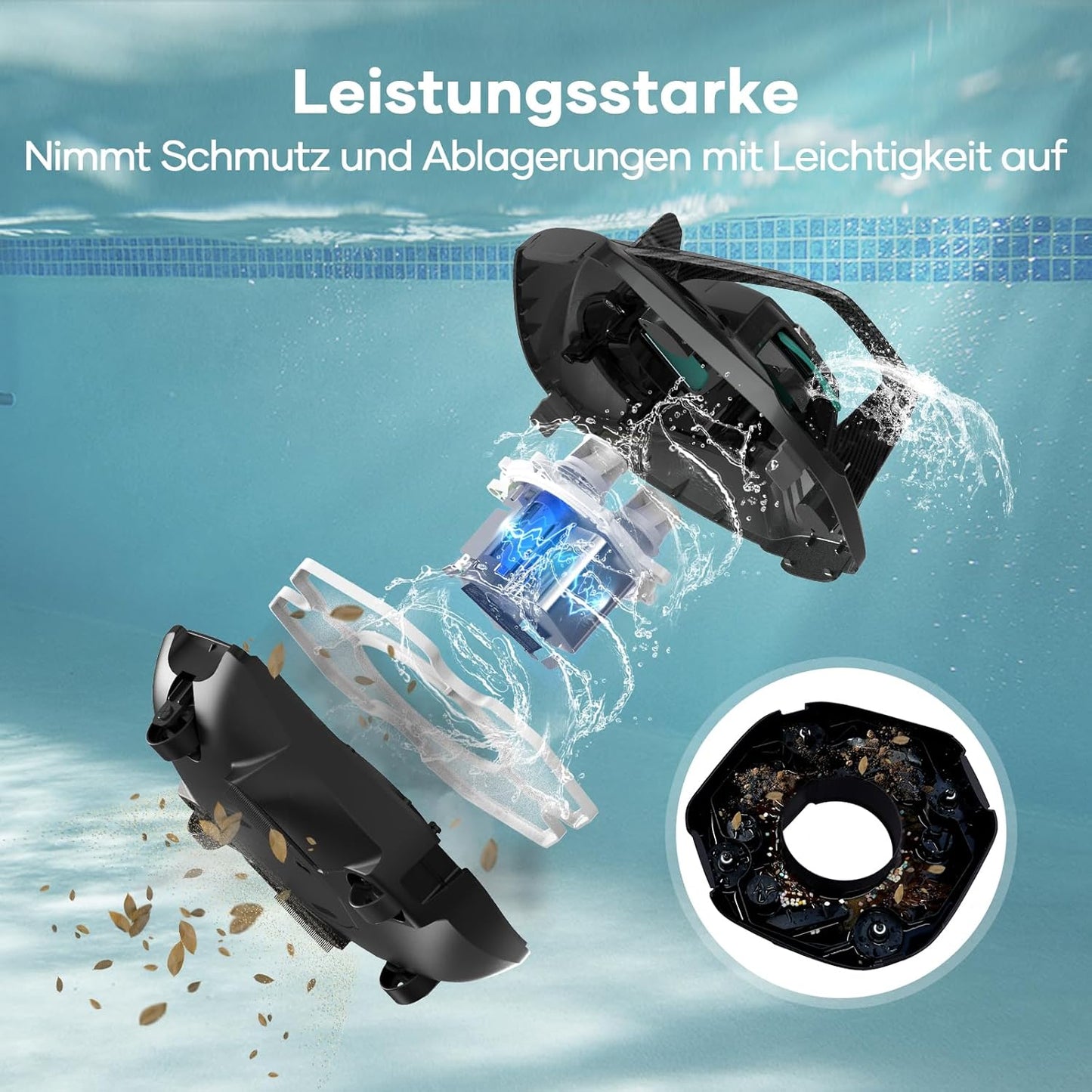 Kabelloser Poolroboter, Dunkelgrau