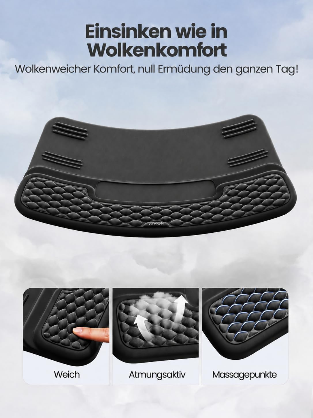 Ergonomische Handgelenkauflage mit Tastaturständer, Schwarz 18 x 3.5 inches
