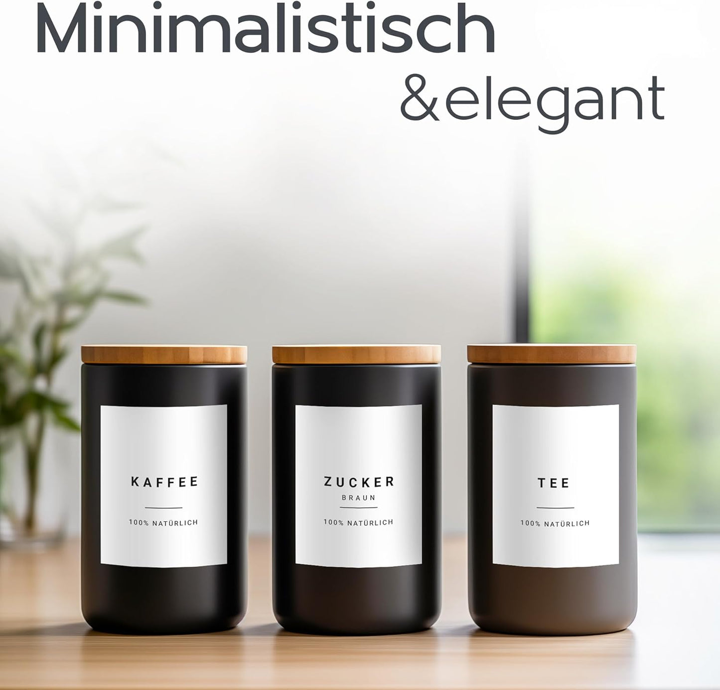 288 x selbstklebende Vorratsetiketten, Vorratsetiketten - Komplett XXL - Schwarz