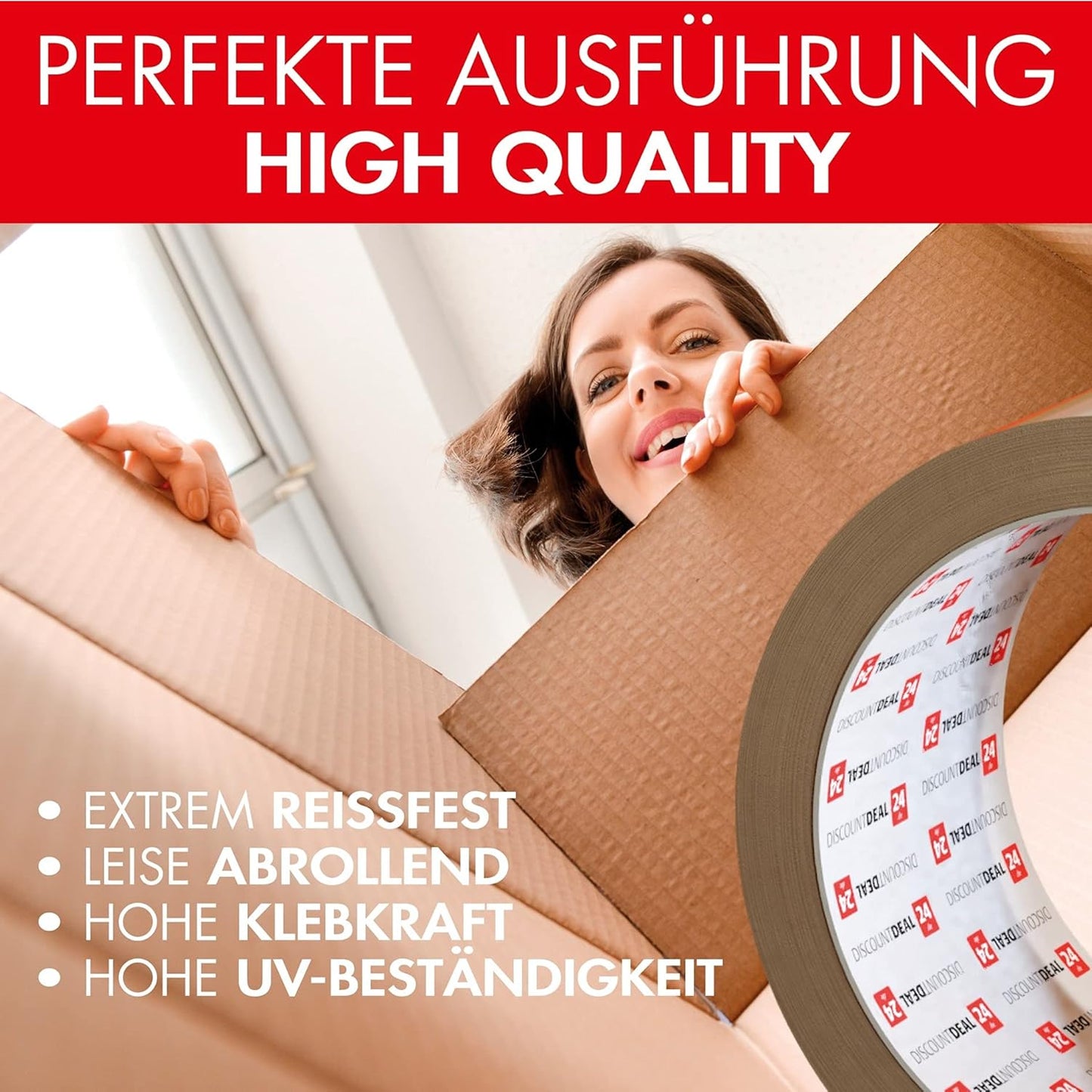 Breites Paketklebeband-Set, 144 Rollen Braun