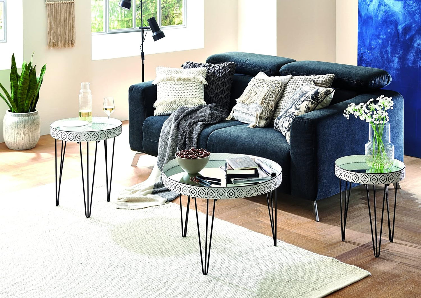 Couchtisch Annika, Ø: 65 x 46 cm Schwarz-weiss