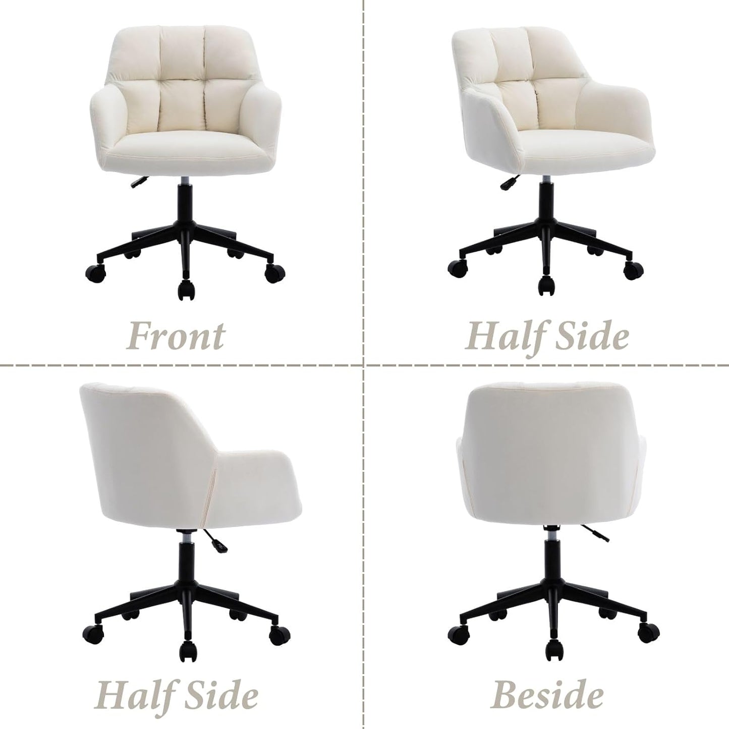 Höhenverstellbarer Bürostuhl mit Rollen, Beige