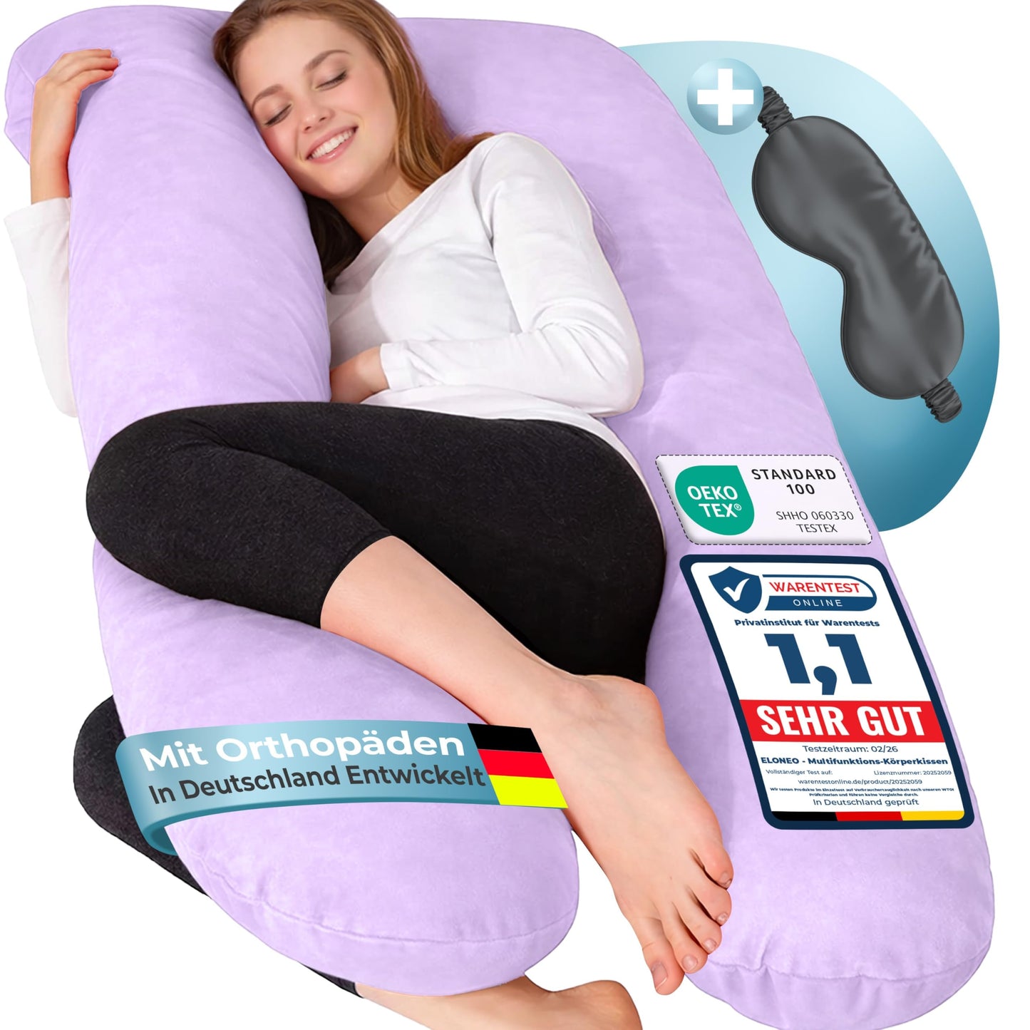 Seitenschläferkissen mit Bezug, Lila