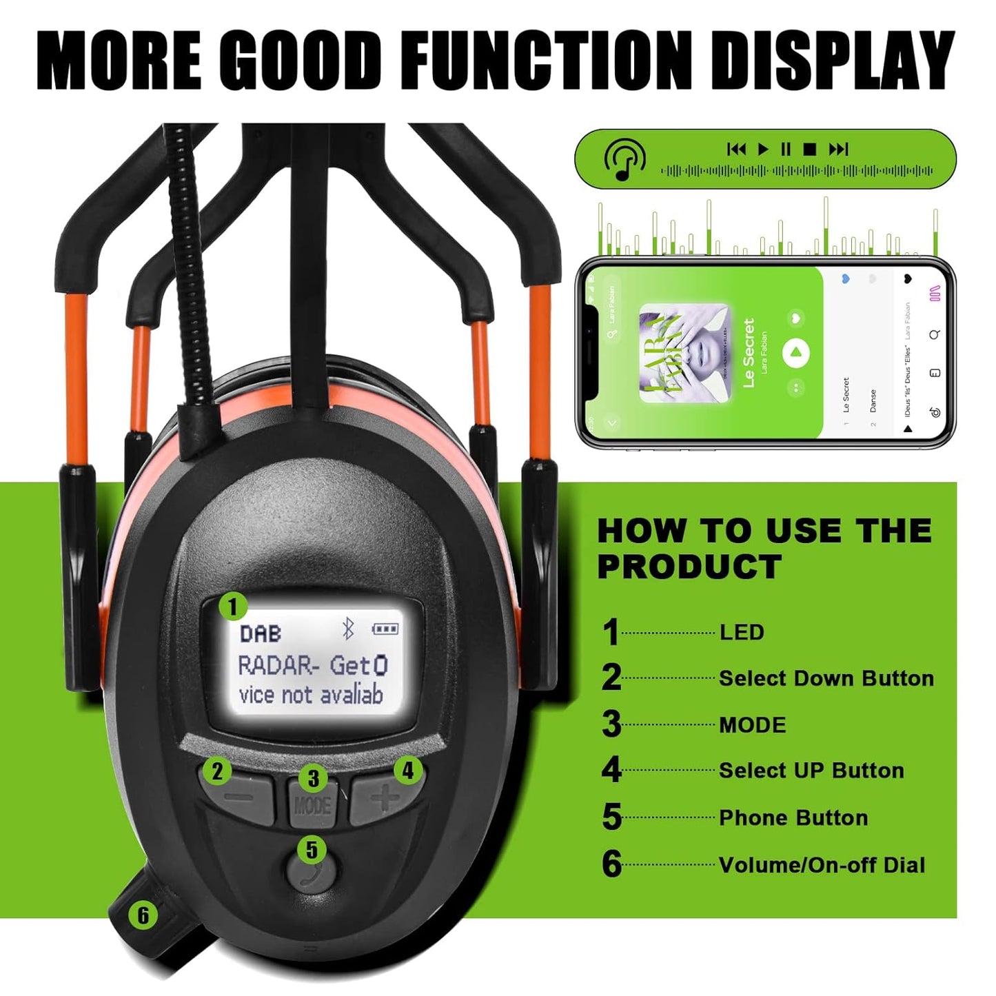 Gehörschutz mit DAB+-Radio & Bluetooth, Dab+ Orange