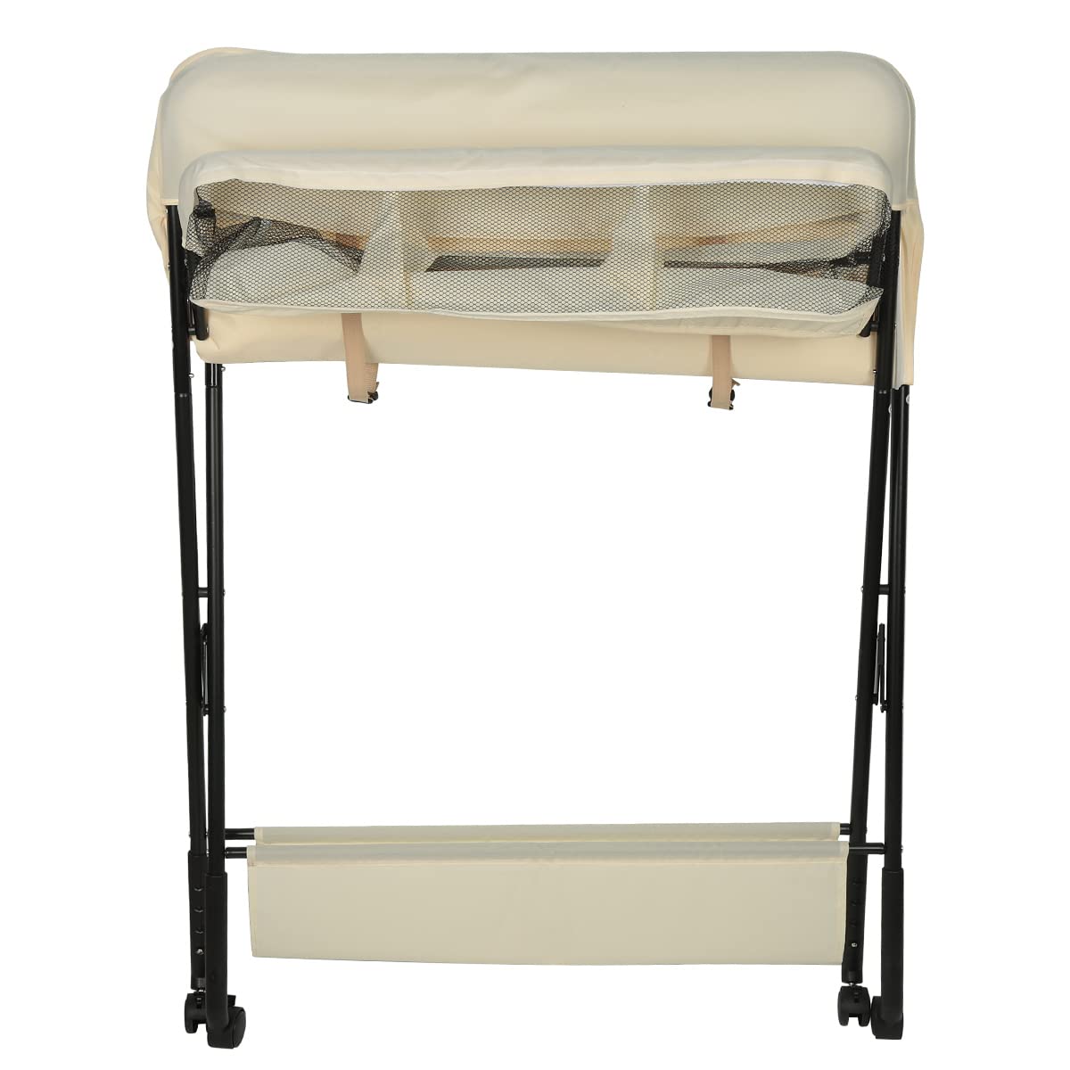 Klappbare Baby-Wickelkommode mit Rollen, A-Beige jaune