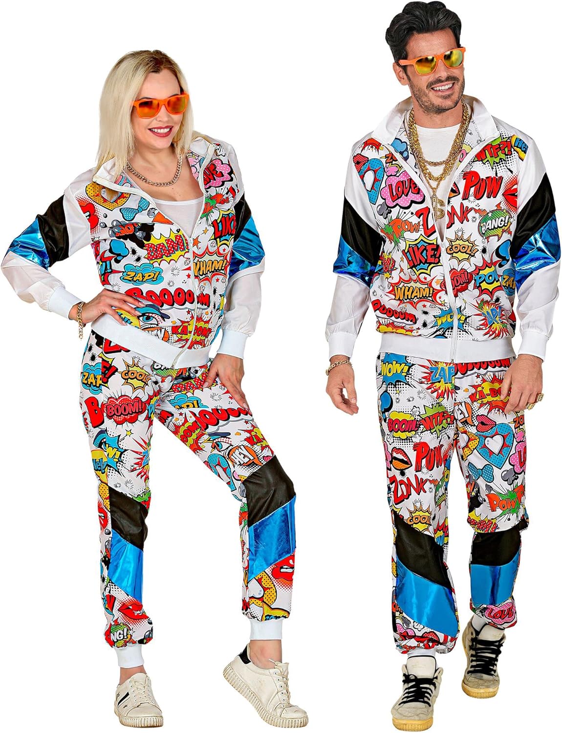Kostüm Trainingsanzug im Retro Pop Art Stil, S Pop Art - Weiß