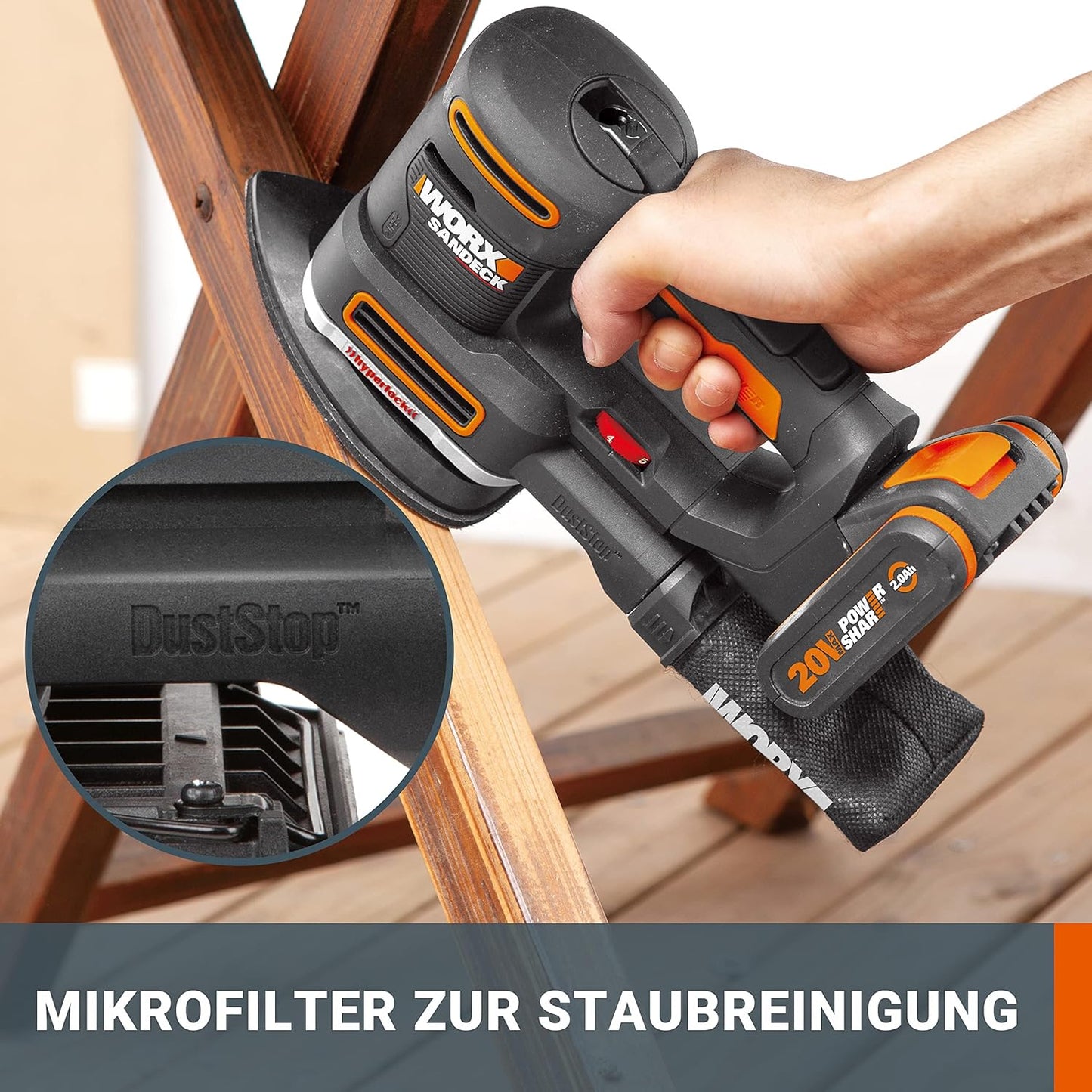 5-in-1 Akku-Multischleifer WX820.9 ohne Akku & Ladegerät, Multischleifer ohne Akku + Ladegerät